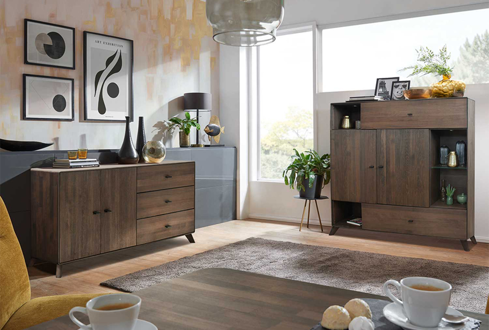 MEUBLE DE SALON MODERNE EN BOIS FONCE